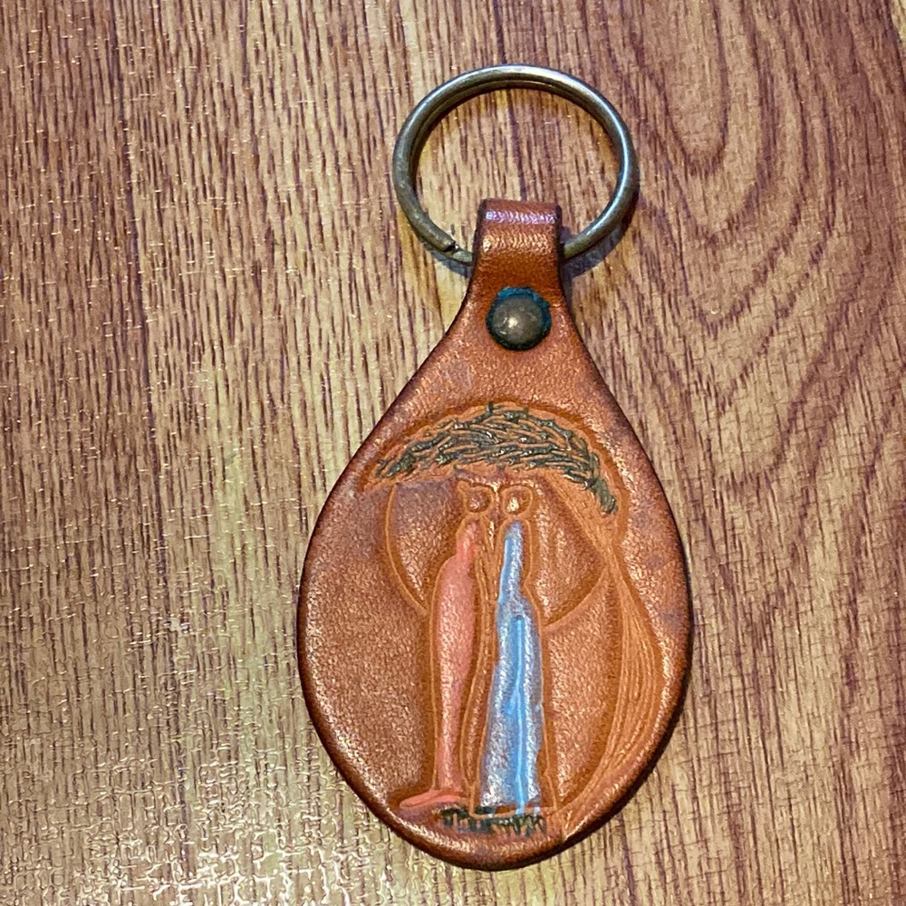 Leather key ring people with tree design with bundle & save!
